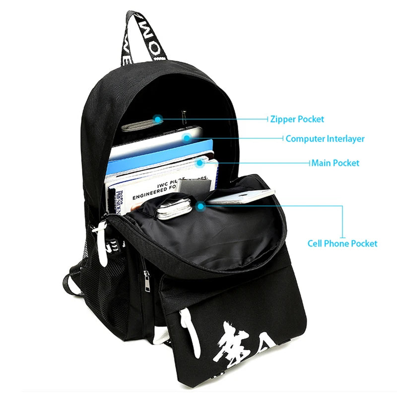 Reflective Waterproof Backpack with USB Charging Port