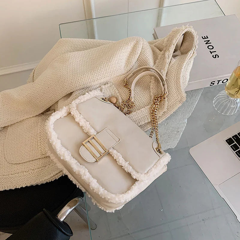 Autumn Winter Lamb Wool Small Bag Women's Underarm Crossbody Bag