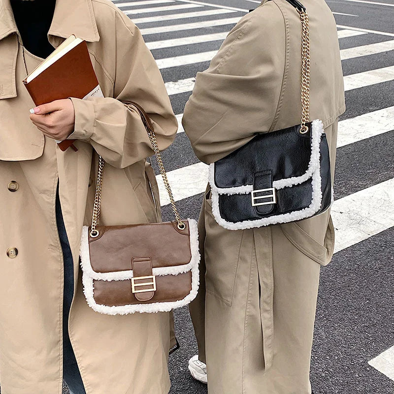 Autumn Winter Lamb Wool Small Bag Women's Underarm Crossbody Bag