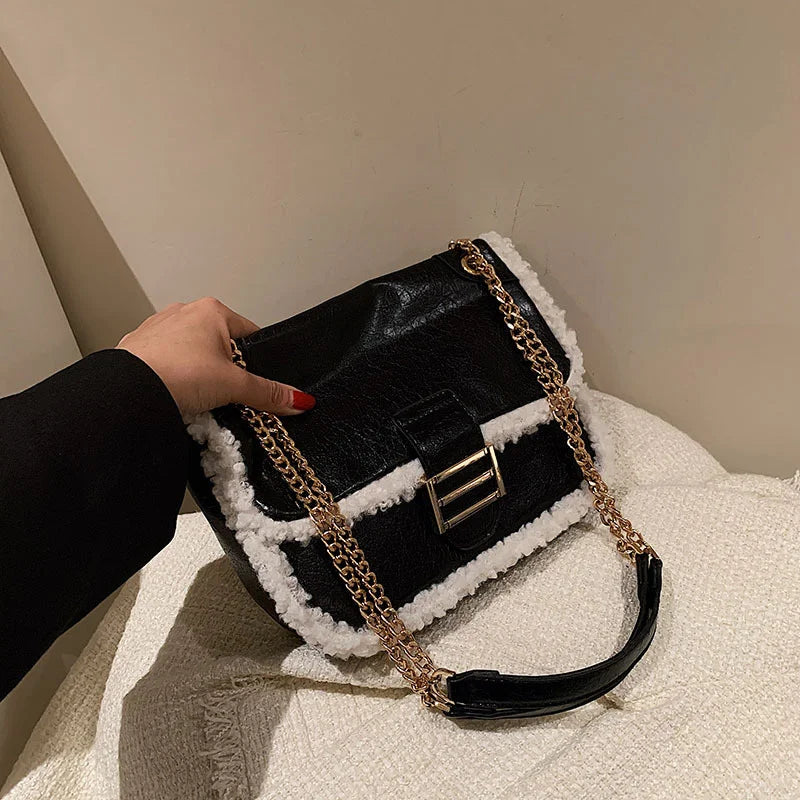 Autumn Winter Lamb Wool Small Bag Women's Underarm Crossbody Bag