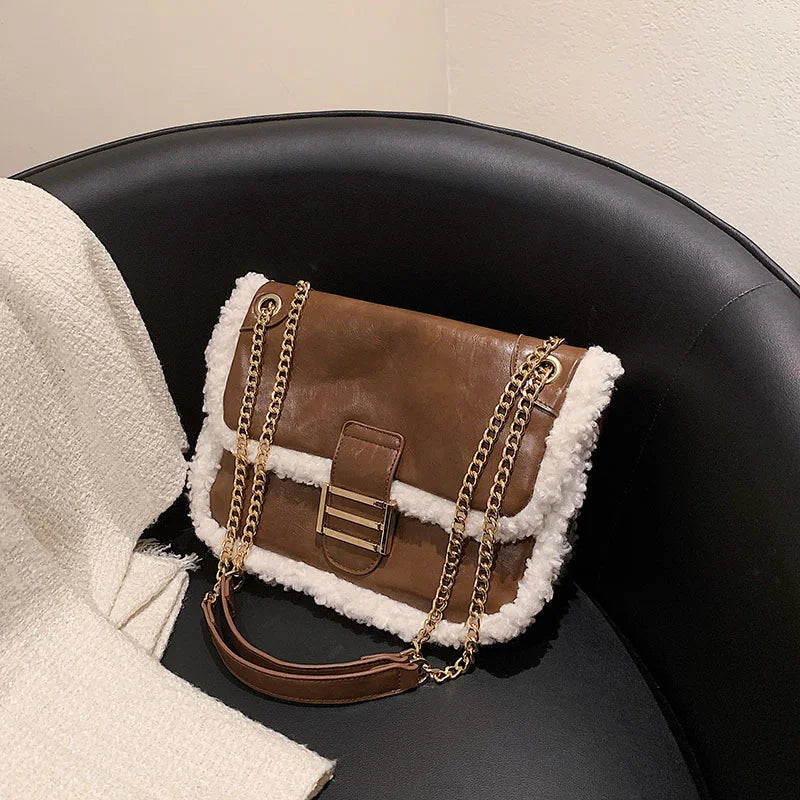 Autumn Winter Lamb Wool Small Bag Women's Underarm Crossbody Bag