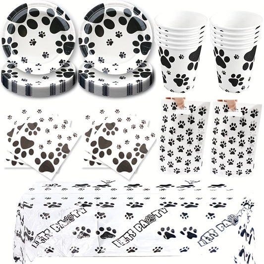 Dog Paw Prints Party Supplies Set
