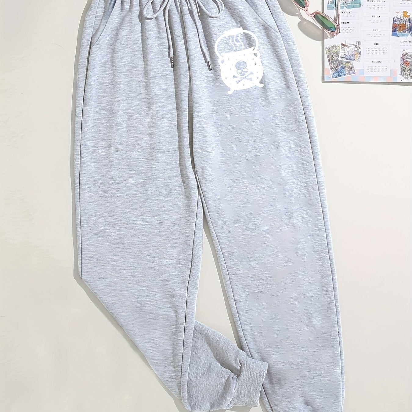  Halloween Skull Print Fitness Pants