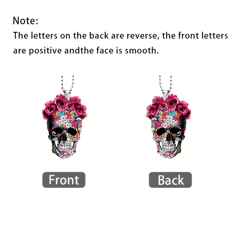 Stylish Flower Skull Car Pendant