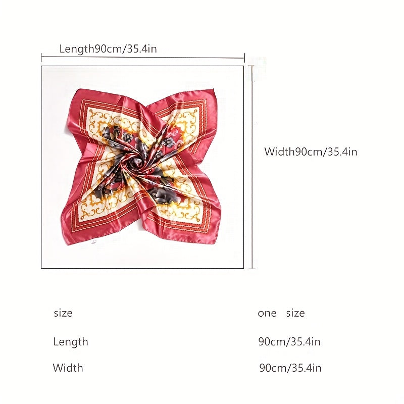 Satin Vintage Chain Print Bandana Shawl Square Scarf