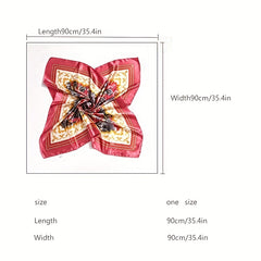 Satin Vintage Chain Print Bandana Shawl Square Scarf