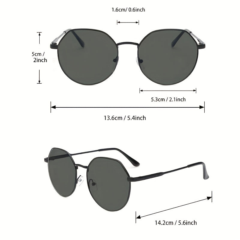 Round Frame Sunglasses Vintage Metal Temple UV400