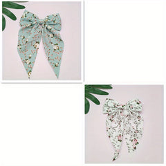 4pcs Floral Streamer Bow Hair Clip for Baby Girls