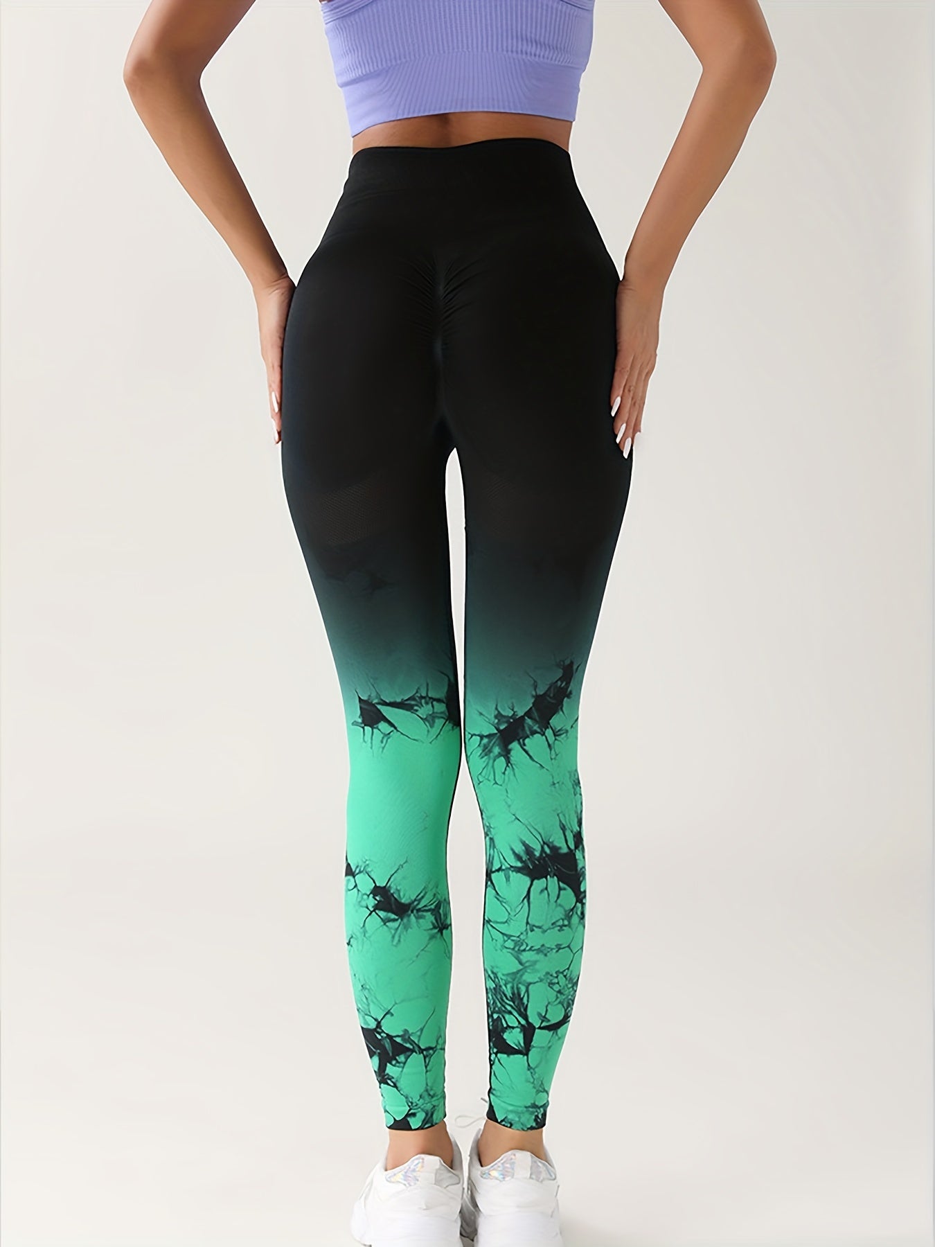 Tie Dye Gradient Yoga Sports Leggings High Elastic Fitness Pants