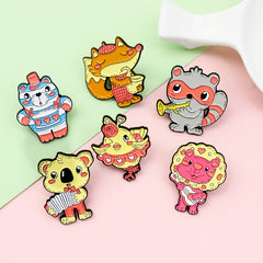 Animal Lion Chick Fox Koala Raccoon Brooch
