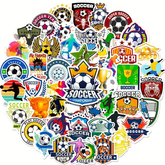 50pcs Football Stickers PVC Trophy Football Stickers For Luggage Computer