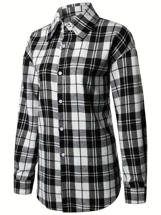 Plaid Long Sleeve Shirt Outdoor Casual Loose Shirt