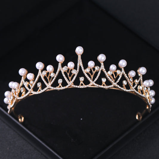 Rhinestone Pearl Crown Hairband Tiara Party Decorations