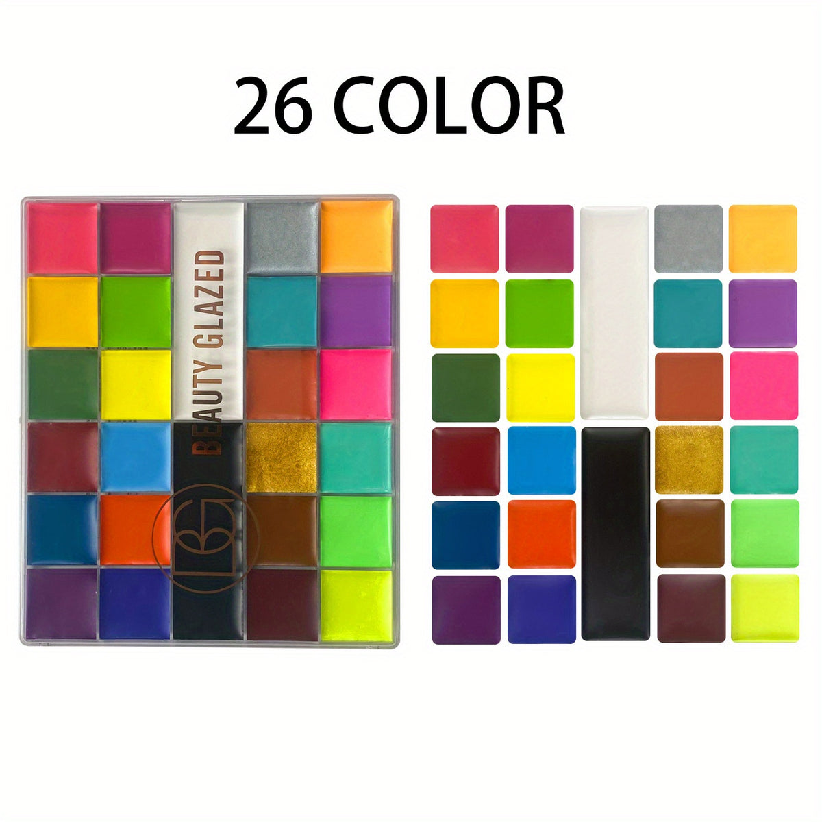 26 Colors Pro Face Paint Palette - Non Toxic, Long Lasting, Hypoalljsonergenic