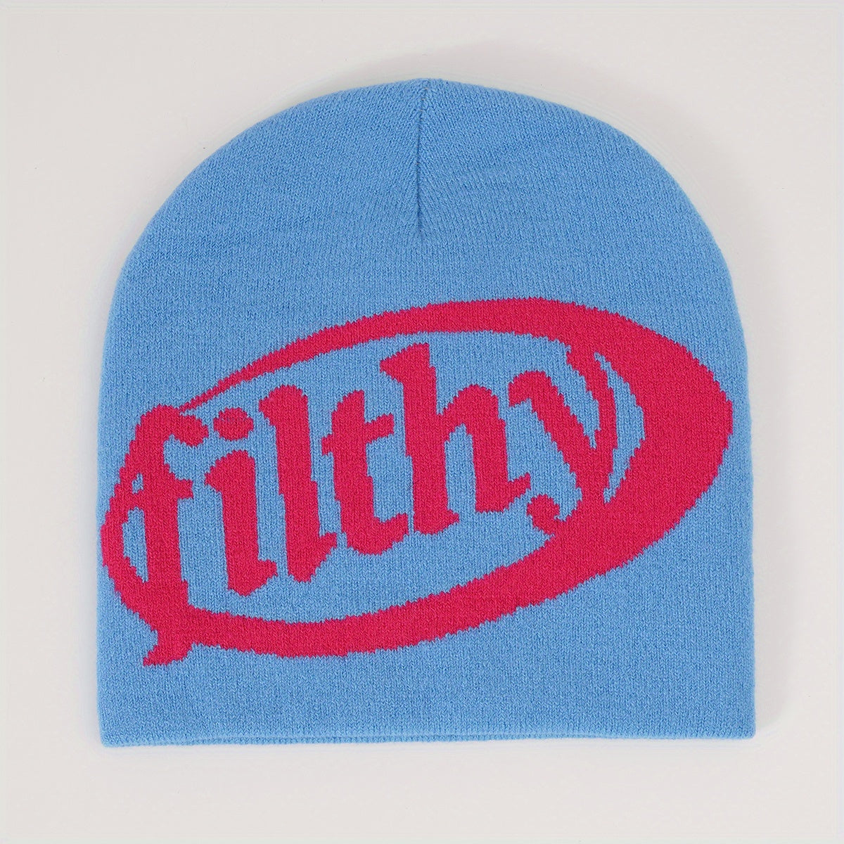 Y2K Beanie Cap Letter Jacquard Knitted Warm Hat Unisex Lightweight Skull Cap
