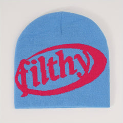 Y2K Beanie Cap Letter Jacquard Knitted Warm Hat Unisex Lightweight Skull Cap