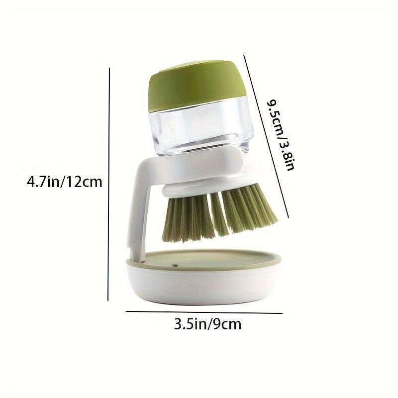 Soap Dispensing Dish Scrub Brush with Drip Tray - Effortless Cleaning