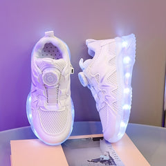 Boys Rechargeable LED Dad Shoes for Night Outdoor Fun