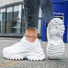 Women's Breathable Mesh Platform Sneakers Casual Lace Up Outdoor Shoes