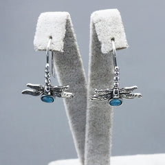 Vintage Dragonfly Moonstone Earrings