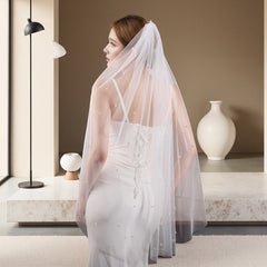 1 Meter Long Wedding Veil with Hair Comb Sheer Tulle Bridal Accessory