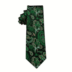 Paisley Silk Tie Set For Men Wedding Neck Tie Clips Men's Gift