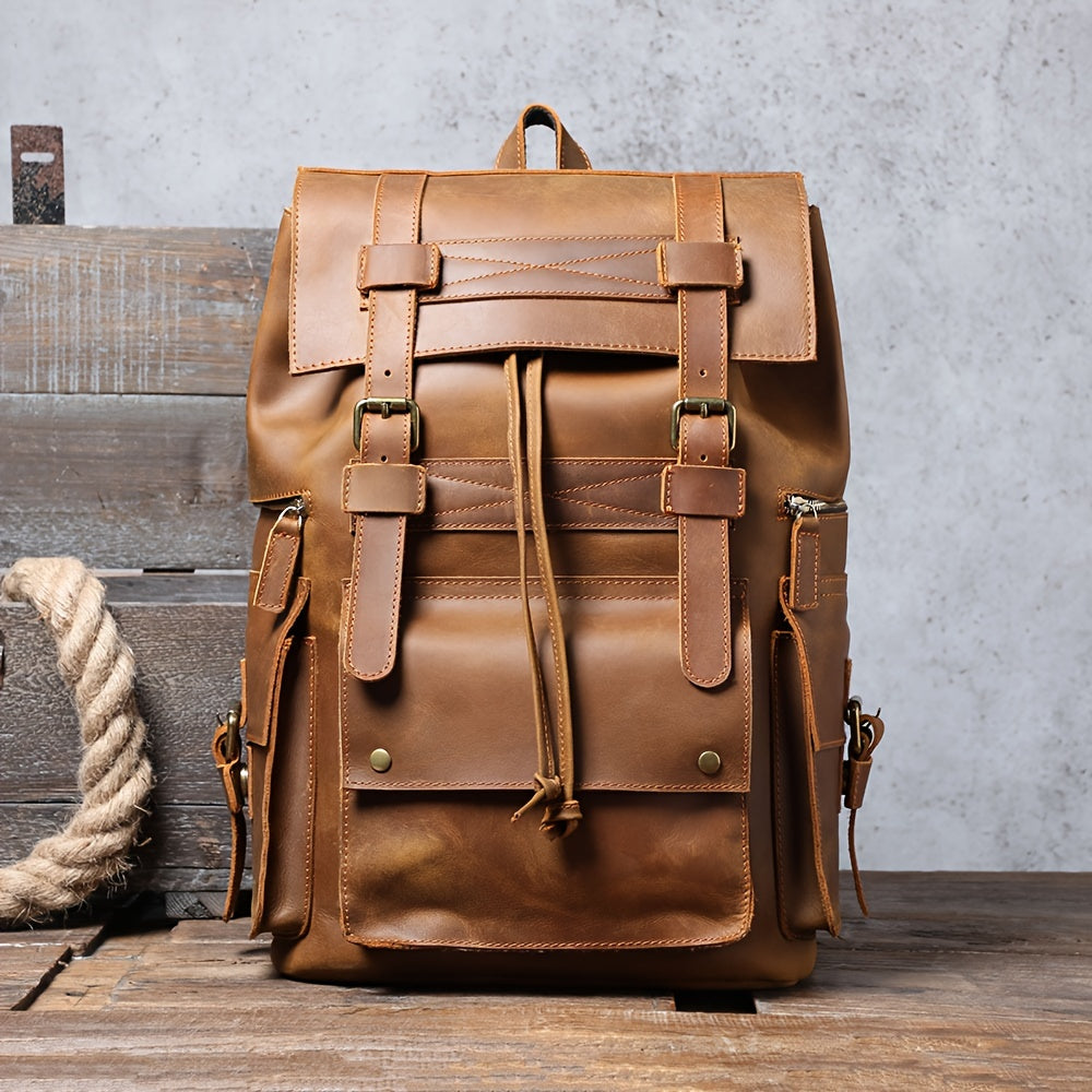 Leather Vintage Backpack For Men Travel Backpacks Large Capacity Backpack