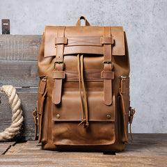 Leather Vintage Backpack For Men Travel Backpacks Large Capacity Backpack