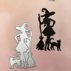 Halloween Witch Cat Spider Web Cutting Mold DIY Scrapbooking Craft Decoration