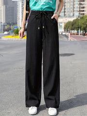  Solid Wide Leg Trousers with Pockets