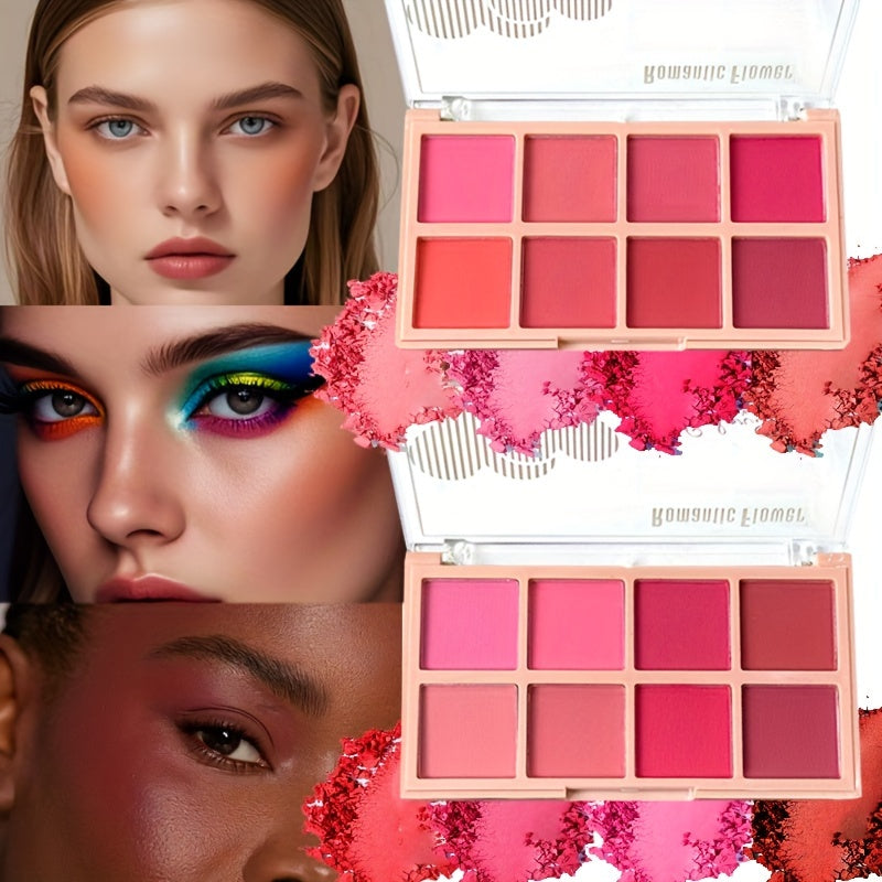 Romantic Flower 8 Blush Palette - Matte Finish, Waterproof & Sweatproof