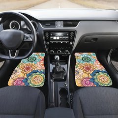 4pcs Colorful Floral Car Floor Mats Water Absorbent Non-slip Stain Resistant