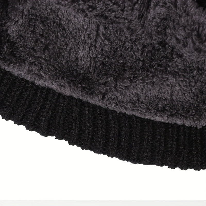 Knitted Winter Beanie Hat Fleece Lined Ear Protection