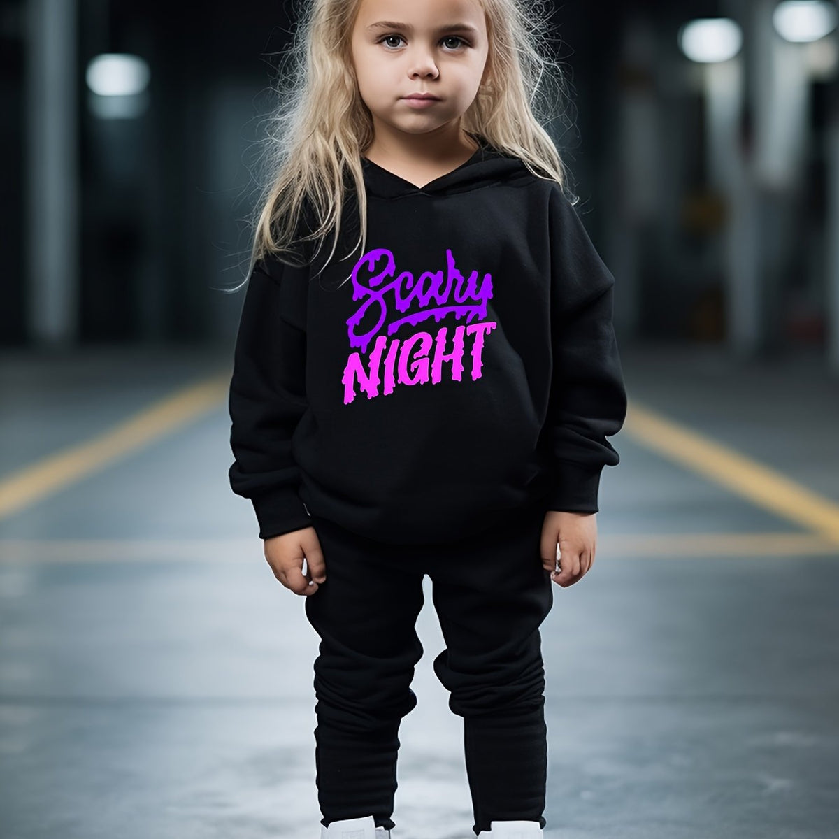 OERYUI 2pc Activewear Set SCARY NIGHT Print Hoodies Pants Set