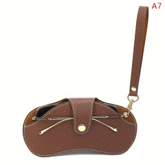 Lychee Embossed Glasses Cover Snap PU Leather Sunglasses Bag