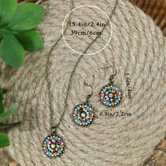 Vintage Antique Bronze Floral Beaded Earrings Necklace Set