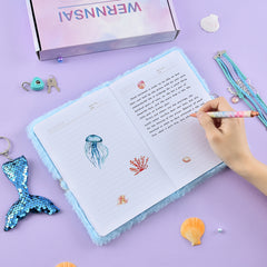 Mermaid Plush Notebook Set with Pen & Lock