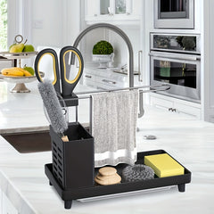 Kitchen Sink Caddy with Stainless Towel Shelf