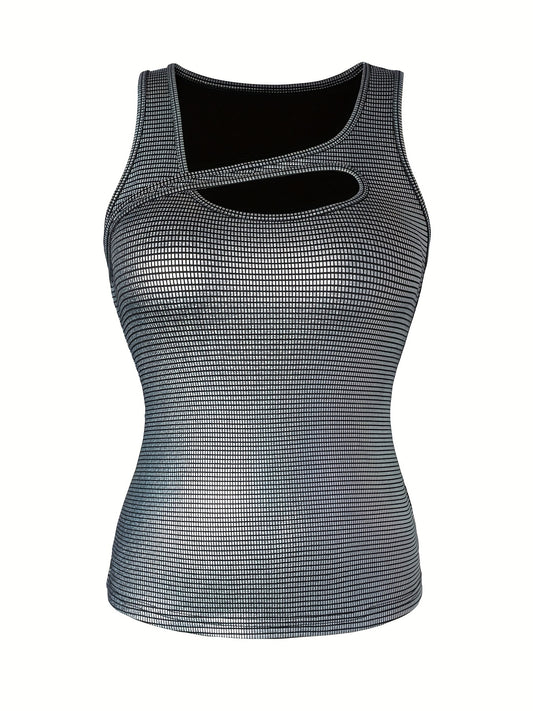 Asymmetrical Slim Top Casual Solid Sleeveless Top
