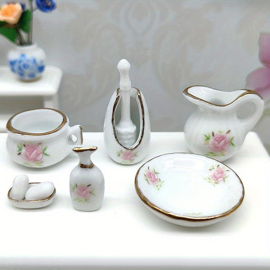 Dollhouse Bathroom Furniture Ceramic Decor Toy Micro Scene Building