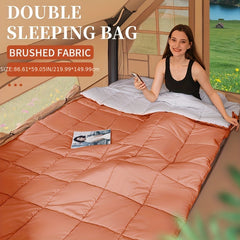 Double Sleeping Bag for Camping, Hiking - Warm, Wide, Thickened