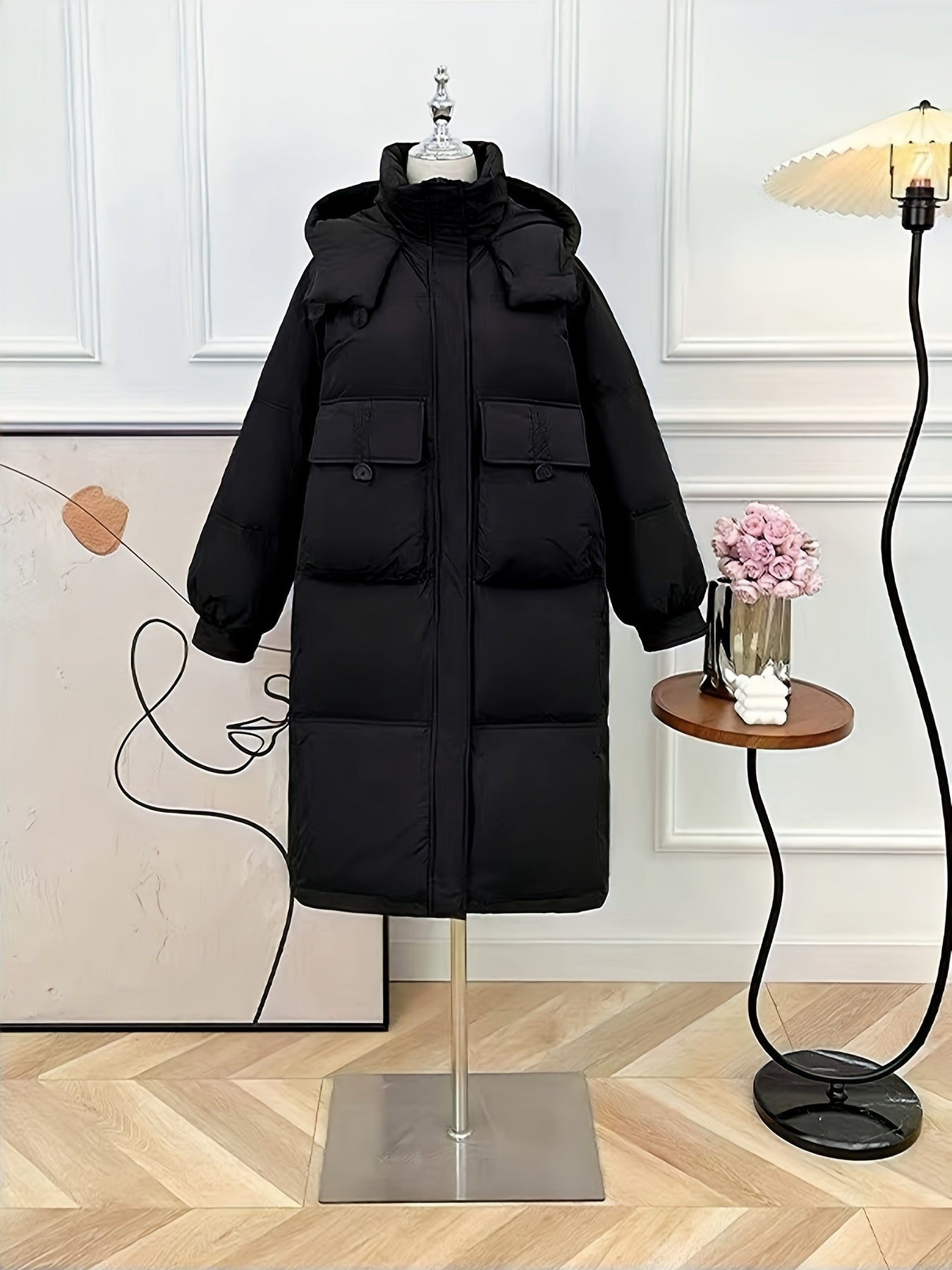 Women's Long Puffer Jacket Winter Warm Hooded Outdoor Sports