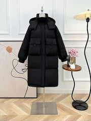 Women's Long Puffer Jacket Winter Warm Hooded Outdoor Sports