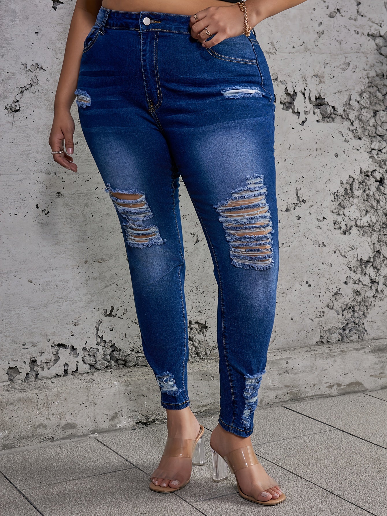  Ripped High Stretch Skinny Jeans