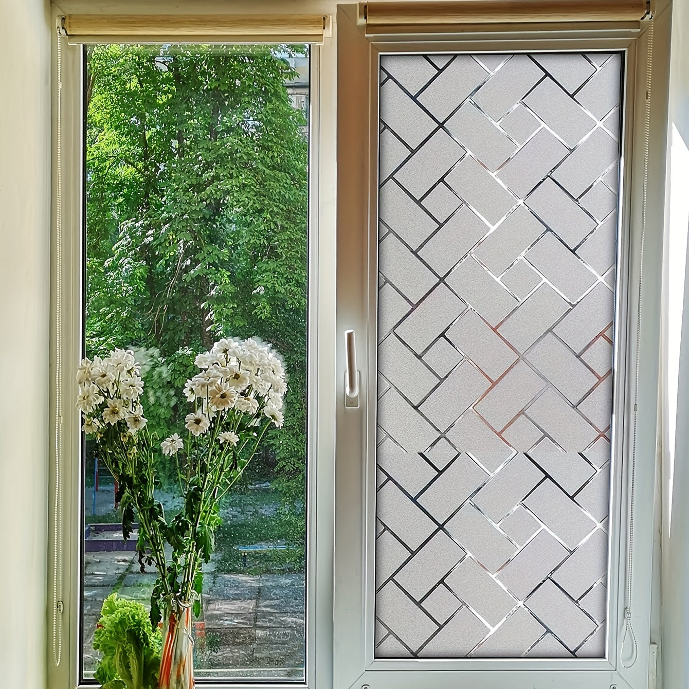 Geometric Electrostatic Glass Window Film Privacy Decor