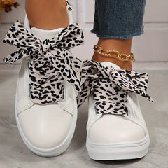 Leopard Print Sneakers Women's Casual Lace Up Lightweight Shoes