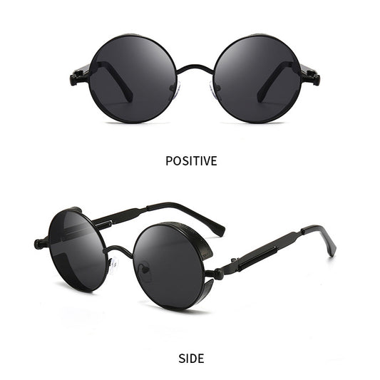 Men's Vintage Steampunk Round Stainless Steel Sunglasses