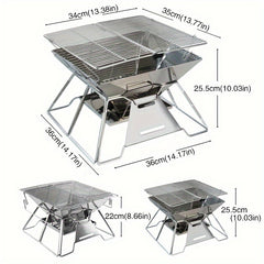 Outdoor Stainless Steel BBQ Stove Square Adjustable