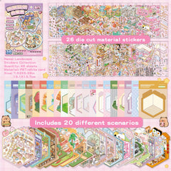 46pcs Landscape Sticker Collection 3D Villa Scene Stickers DIY Puzzle Toy