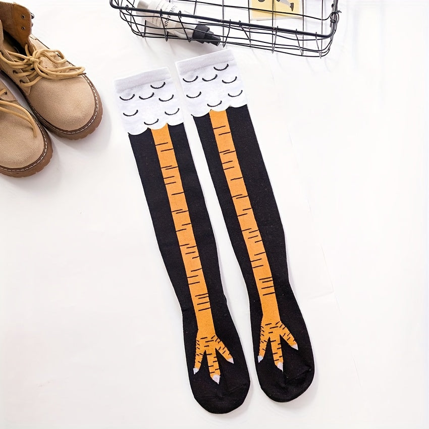 Chicken Feet Pattern Over The Knee Socks Women's Stockings